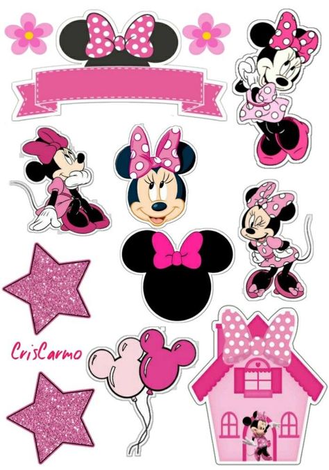 Kue Mickey Mouse, Minnie Mouse Pics, Minnie Mouse Template, Minnie Mouse Cupcake Toppers, Minnie Mouse Birthday Theme, Minnie Mouse Stickers, Minnie Mouse Decorations, Minnie Mouse Drawing, Minnie Mouse Cake Topper