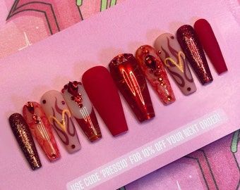 Aries Season Nails, Aries Zodiac Nails, Aries Nail Art, Aries Inspired Nails, Birthday Nails Aries, Aries Nails Acrylic, Aries Birthday Nails, Aries Nail Designs, Aries Nails