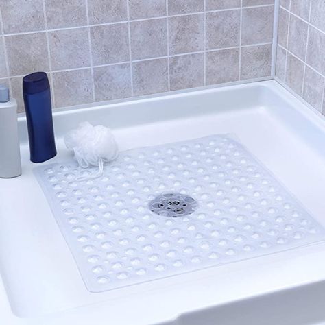 Amazon.com: SlipX Solutions Clear Square Shower Stall Mat Provides Reliable Slip-Resistance (21 Inch Sides, 160 Suction Cups, Great Drainage): Kitchen & Dining Stand Up Showers, Shower Stall Kits, Shower Floor Mat, Non Slip Shower Mat, Bathtub Mats, Shower Mats, Bathtub Mat, Tub Mat, Bathroom Rugs Bath Mats