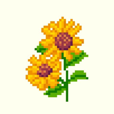 Sunflower Pixel Art, Pixel Drawing Ideas, Flower Pixel Art, Drawing Ideas Flowers, Minecraft Pattern, Art Pixel, Pixel Art Background, Pixel Animation, Pixel Art Templates