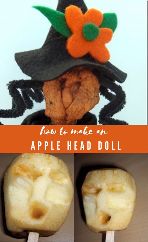 Apple Head Dolls How To Make, Dried Apple Head Dolls, Apple Dolls Dried, Apple Witch Doll, Diy Kitchen Witch Doll How To Make, Apple Head Dolls, Apple Doll, Apple Dolls, Apple Head