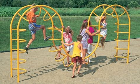 Humpty Climbers - Large Single or Double Arches with Curved Metal Rungs - Landscape Structures Playground Equipment Diy, Playground Climber, Modern Playground, Childrens Swings, Climbing Walls, Commercial Playground Equipment, Outdoor Play Areas, Landscape Structure, Party Barn