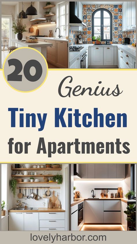 20 Genius Tiny Kitchen Ideas For Small Apartments Tiny Home Kitchen Organization, Kitchen Space Saving Hacks, Small Kitchen Set Up Ideas, Apartment Size Kitchens, Ikea Tiny Kitchen Ideas, Small Compact Kitchen Ideas, Tiny Kitchen Organization Ideas, Tiny Apartment Ideas Space Saving, Tiny Kitchen Organization