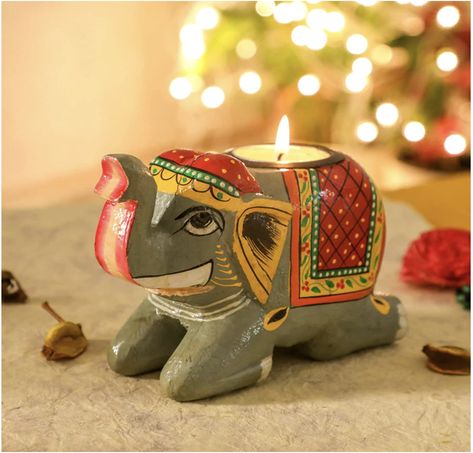 ✅SIZE : 6X6X4.5 inches ✅COLOR: Grey with Yellow and red details ✅Perfect as Diwali Diya Gifts this Diwali season #ad As an Amazon Associate I earn from qualifying purchases. Diya Decoration Ideas Diwali Unique, Elephant Candle Holder, Mandir Decoration, Diya Decoration Ideas, Elephant Candle, Pots Diy, Painted Pots Diy, Pot Painting, Indian Gifts