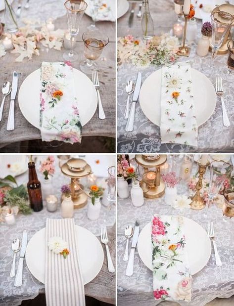 Mismatched cloth napkins | Weddings, Wedding Reception | Wedding Forums | WeddingWire Floral Wedding Napkins, Floral Napkins Wedding, Pooh Wedding, Reception Table Settings, Picnic Theme, Patterned Napkins, Napkins Wedding, Wedding Napkin, Floral Napkins