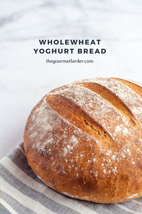 Whole-Wheat Yoghurt Bread Wholemeal Sourdough Bread Recipe, Yoghurt Bread Recipe, Yoghurt Bread, Wholemeal Bread, Rustic Whole Wheat Bread Recipe, Wholemeal Bread Recipe, Crusty Bread Recipe, Wheat Bread Recipe, Whole Wheat Bread