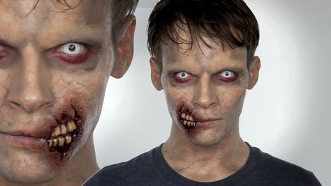 Make Up Reference Zombie Face Reference, Zombie Fx Makeup, Zombie Makeup Realistic, Zombie Sfx Makeup, Scary Zombie Makeup, Scary Face Makeup, Halloween Makeup Zombie, Sfx Makeup Horror Make Up, Gory Zombie Makeup