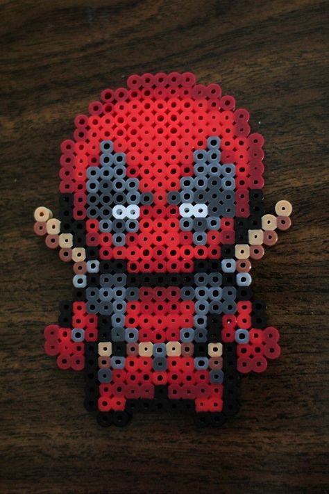 Deadpool Perler Bead Designs, Perler Creations, Pixel Beads, Pearl Beads Pattern, Fuse Bead Patterns, Art Perle, 8bit Art, Hama Beads Design, Diy Perler Bead Crafts