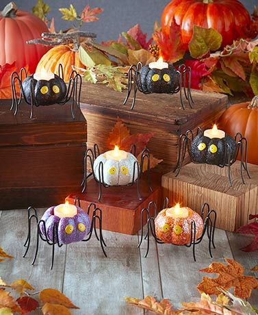 Hocus Pocus Decorations, Halloween Crafting, Spider Light, Halloween Mantle, Light Cakes, Pumpkin Spider, Led Tea Lights, Lakeside Collection, Home Basics