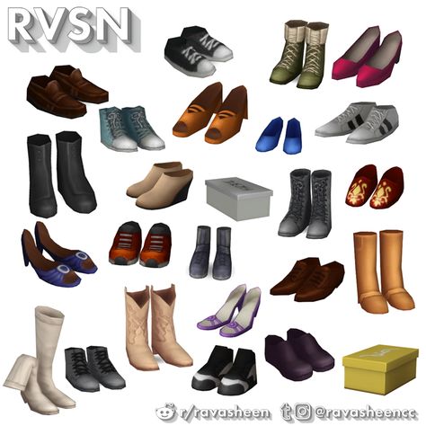 Sole Mates Shoe Clutter | RAVASHEEN Sims 4 Shoe Rack, Sims 4 Clutter Cc, Around The Sims 4, Sims Furniture, Furniture Cc, Closet Clutter, Cc Shoes, Sims 4 Clutter, Sims 4 Cc Shoes