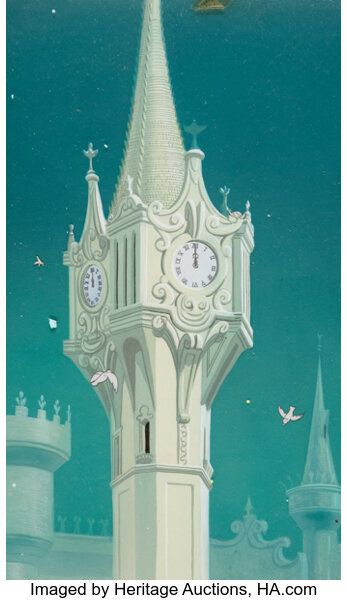 Cinderella Clock Tower, Clock Tower Aesthetic, Disney Cinderella Aesthetic, Clock Tower Drawing, Dreamland Aesthetic, Cinderella Background, Cinderella Clock, Cinderella Design, Cinderella Prom