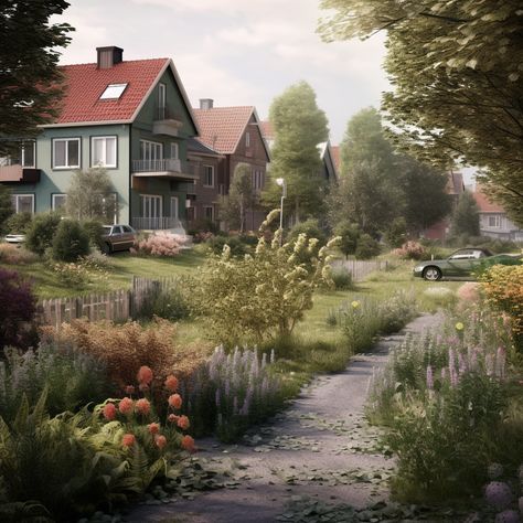 Discover the enchanting allure of a Scandinavian neighborhood adorned with abundant vegetation, where nature's embrace creates a serene and harmonious atmosphere. Forest Neighborhood, Dream Light Valley, A Dream, The Neighbourhood, Forest, Exterior, Quick Saves, Nature