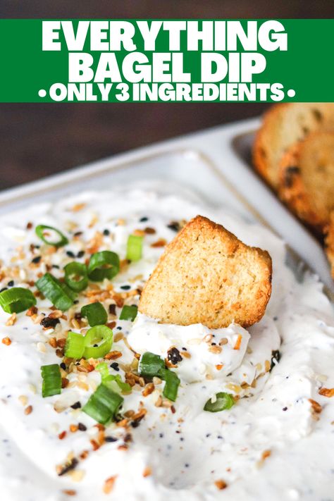 With only 3 ingredients this Everything Bagel Dip is a party favorite! It's bursting with flavor, super delicious, and so quick and easy to make! Everything Bagel Dip, Cream Cheese Spread Recipes, Bagel Dip, Bagel Chips, Mini Sweet Peppers, Easy Dips, Dip Recipes Easy, Party Food And Drinks, Everything Bagel