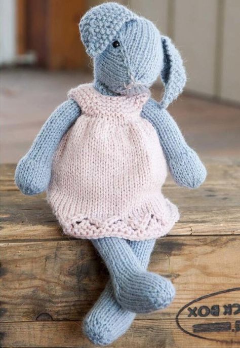 Lizzie RabbitThis knitting pattern is available as a free download...  Download Pattern: Lizzie Rabbit Rabbit Knitting Pattern Free, Chunky Knit Sweater Pattern Free, Chunky Knit Sweater Pattern, Rabbit Knitting Pattern, Knitted Bunnies, Bunny Knitting Pattern, Small Knitting Projects, Baby Cardigan Knitting Pattern Free, Knitted Toys Free Patterns