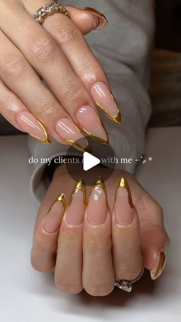 Yoko • ClawsxCollxtion on Instagram‎: "gold gold baby 𐙚˙⋆.˚ ᡣ𐭩  @apresnailofficial @dndgel  @daily_charme   #nails #naildesigns #nailinspo #nailart #nailtutorial #nailtrend #goldnails #frenchnails #3dnails"‎ Gold Nail Tutorial, Gold 3d Nails, Nailinspo Nailart, Nails Tutorial, Gel Nail Designs, Gold Baby, 3d Nail Art, Nail Art Tutorial, Nail Tutorials