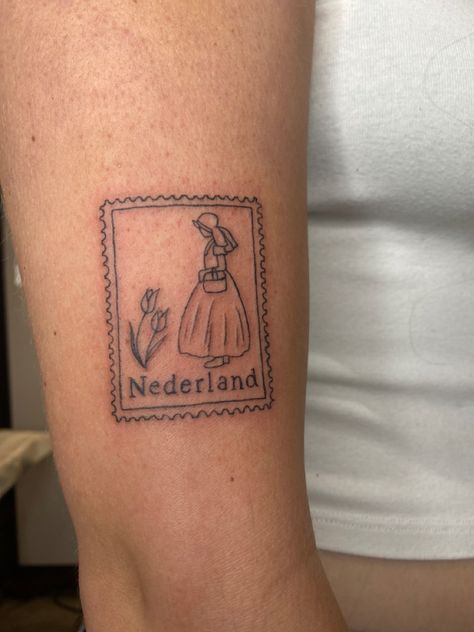 Dutch Stamp Tattoo, Dutch Heritage Tattoo, Dutch Clogs Tattoo, Traditional Dutch Tattoo, Belgium Tattoo Ideas, Dutch Tattoo Ideas Netherlands, Dutch Tattoo Ideas, Denmark Tattoo, Netherlands Tattoo