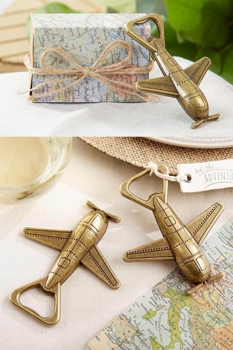 Wedding Favors Bottle Opener, Wedding Reception Classy, Destination Wedding Favors For Guests, Plane Wedding, Airplane Bottle Opener, Bottle Opener Wedding Favor, Olive Tray, Wedding Favours Bottles, Wedding Match Boxes