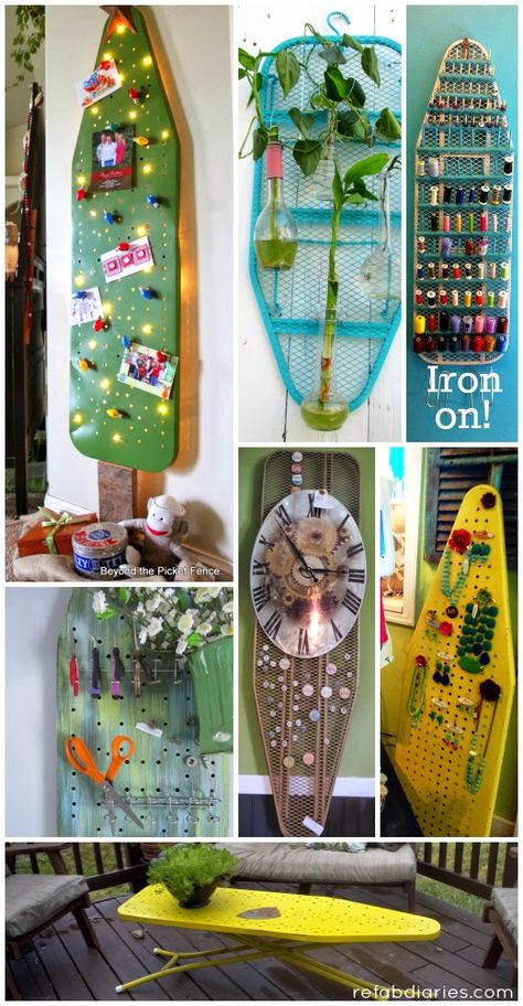 Upcycle: Ironing boards aren't boring... | the ReFab Diaries Metal Ironing Board Ideas, Ironing Board Ideas, Vintage Ironing Boards, Old Ironing Boards, Wooden Ironing Board, Ironing Boards, Upcycle Repurpose, Deco Originale, Recycled Projects