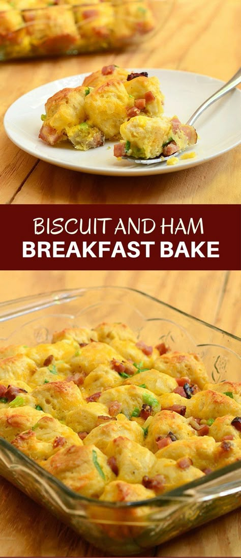 Biscuit and Ham Breakfast Bake with diced ham, tender biscuits, eggs, and cheese is a hearty casserole perfect for breakfast or brunch. Can be made ahead for busy work days! Healthy Breakfast Ideas Easy, Breakfast Casserole With Biscuits, Ham Breakfast, Breakfast Ideas Easy, Eggs And Cheese, Best Breakfast Recipes, Healthy Breakfast Ideas, Breakfast Bake, Breakfast Brunch Recipes