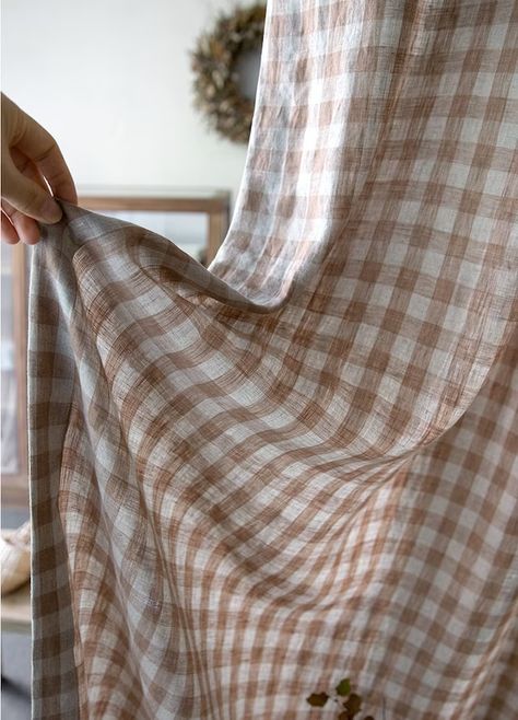 Maine Bathroom, Plaid Drapes, Checkered Curtains, Cabin Fabric, Bedroom Textiles, Linen Curtains Kitchen, Gingham Curtains, Curtains Farmhouse, Check Curtains