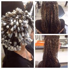 spiral perm on gray and white rods with results Gray Perm Rods Curls, White Rods Perm, White Perm Rods Curls, White Rod Perm, Perm Rod Sizes, Spiral Perm Rods, Spiral Perms, Perm Styles, Long Perm