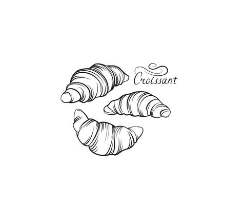 Crossaint Tattoo, Crossaint Drawing, Croissant Tattoo, Croissant Drawing, Background Cake, Drawing Line Art, Cake For Breakfast, Bakery Food, Food Icon