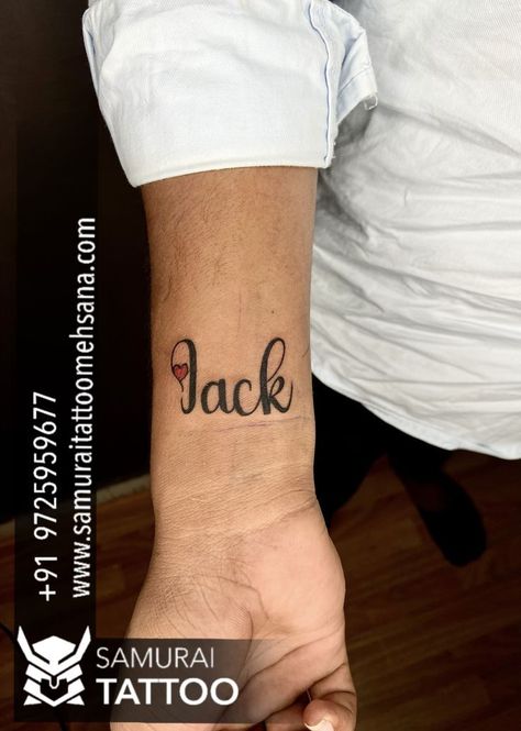 Jack name tattoo |jack tattoo |Jack name design Jack Tattoo Name, Jack Name, Name Tattoo On Hand, Jack Tattoo, Tattoo For Baby Girl, Name Tattoos On Wrist, Baby Name Tattoos, Aries Tattoo, Small Tattoos With Meaning