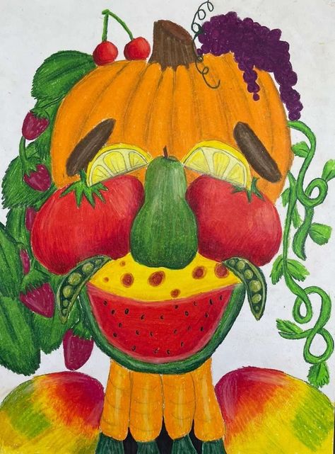 Chalk Pastel Portraits - My Art Lesson Guiseppe Arcimboldo, Lesson Objectives, The Principles Of Design, Drawing The Human Head, Giuseppe Arcimboldo, Clay Lesson, Blending Colored Pencils, 8th Grade Art, Chalk Pastel