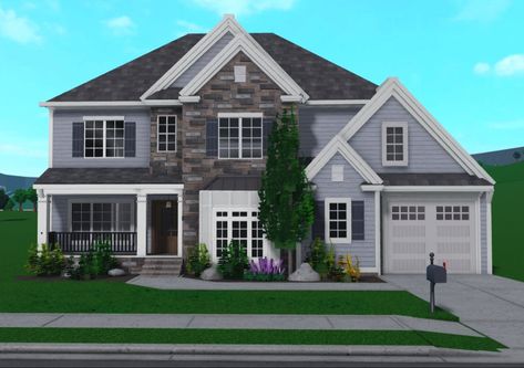 Cute Bloxburg Houses 2 Story Exterior, Cute Bloxburg Houses 2 Story Layout Modern, Cute Bloxburg Exterior, Front Bloxburg House Ideas, Simple Bloxburg House Exterior, Bloxburg House Morden, Bloxburg House Front Ideas, Bloxburg House Builds Exterior, Bloxburg American House