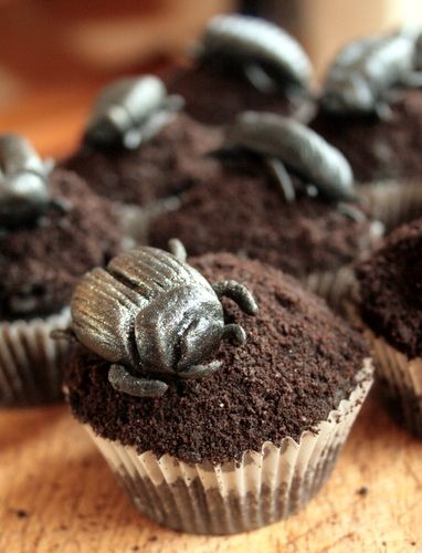 Bug Shaped Food, Beetle Cake, Black Beetle, Dung Beetle, Black Food Coloring, Black Food, Jungle Party, Think Food, Red Food