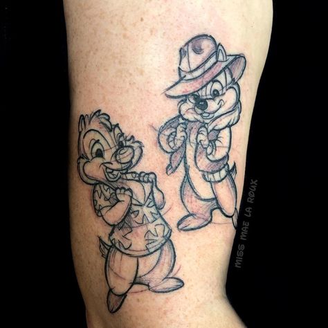 Chip N Dale Tattoo, Chip And Dale Tattoo, Duck Tattoos, Donald And Daisy Duck, Rescue Rangers, Chip N Dale, Couple Tattoo, Chip And Dale, Daisy Duck