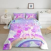 Unicorn Comforter Set, Animal Room Decor, Cartoon Stars, Cute Rainbow Unicorn, Girls Bedding, Purple Unicorn, Animal Room, Cute Rainbow, Rainbow Unicorn