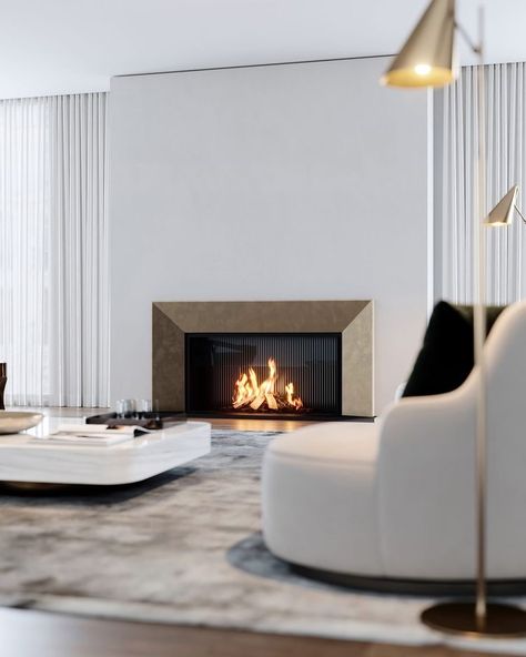 Contemporary Fireplace Designs, Contemporary Living Room Design, Glass Fireplace, Living Room Decor Fireplace, Contemporary Fireplace, Gas Fire, Modern Fireplace, Fireplace Design, Contemporary Living Room