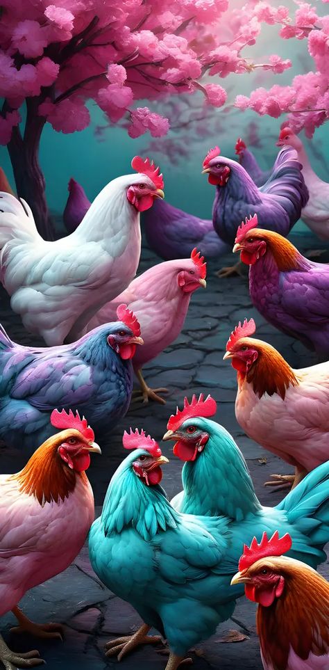 Chickens Wallpaper, Chicken Wallpaper, Chicken Art, Chickens And Roosters, Wall Papers, Color Rainbow, Cute Pigs, Exotic Birds, Roasted Chicken