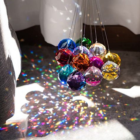 Amazon.com: Crystalsuncatcher 30mm Vintage Feng Shui Faceted Decorating Crystal Ball Prism Pendant Suncatcher Multi-Color Hanging Pendant Suncatcher 12pcs : Patio, Lawn & Garden Exquisite Decor, Hanging Crystals, Rainbow Maker, Crystal Ornament, Beautiful Interior Design, Crystal Suncatchers, Crystal Prisms, Chakra Meditation, Prisms