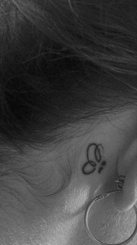 Nape Neck Tattoos Women, Small Butterfly Quotes, Semi-colon Butterfly Tattoo Behind The Ear, Woman Small Neck Tattoo, Tattoo Butterfly Semicolon, Semicolons Aesthetic Butterfly Tattoo, Behind The Ear Tattoo Ideas Semicolon, Small Tattoos Butterfly Semicolon, Minimalist Butterfly Semicolon Tattoo