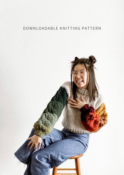 Shop BrendaMadeThis Patterns — brendamadethis Leaf Sweater, Knit Sweater Pattern, Intermediate Knitting Patterns, Jumper Pattern, Pattern Leaf, Jumper Knitting Pattern, Jumper Patterns, Chunky Wool, Sweater Knitting Patterns