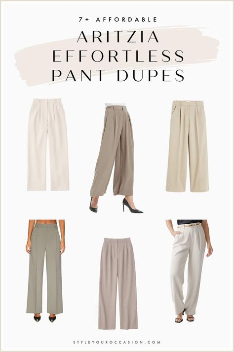 I've tried & tested the best Aritzia Effortless pant dupes. If you love the Aritzia aesthetic and want the same style for less you need to see this list! Create an Aritzia-inpired outfit on a budget with these chic trousers. Aritzia Outfit Winter, Aritzia Effortless Pant, Aritzia Aesthetic, Aritzia Outfit, Effortless Pant, Chic Trousers, Wide Leg Pants Outfit, How To Look Expensive, Casual Attire For Women