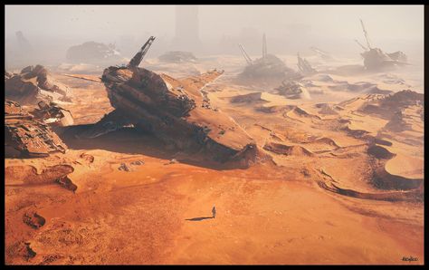 ArtStation - (Space)ship Graveyard, Alex Nice Desert Ship, Sci Fi Desert, Paul Chadeisson, Space Western, Scifi Art, Arte Alien, Spaceship Art, Spaceship Concept, Concept Ships