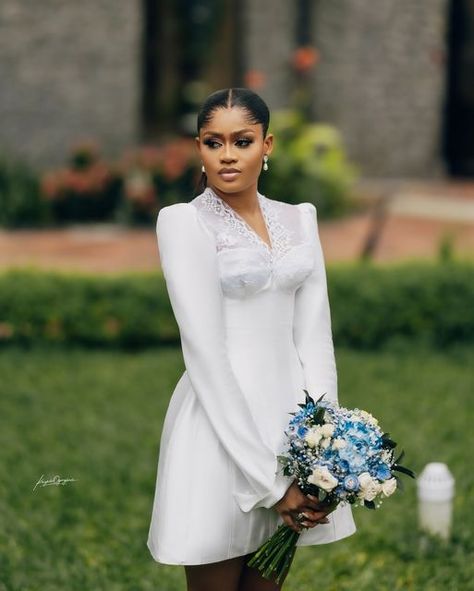 Simple Court Wedding Dress In Nigeria, Court Wedding Dress In Nigeria, Simple Civil Wedding Dress Courts, Bridal Shower Dresses For The Bride, Court Wedding Outfit The Bride, Civil Wedding Gown, Court Wedding Dress, Civil Wedding Outfit, Civil Wedding Dresses Courts