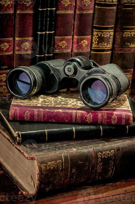 Binoculars and old books Binoculars Reference, Old Binoculars, Binoculars Aesthetic, Binoculars Drawing, Inktober 2024, Free Vectors, Old Books, Handsome Anime, Book Aesthetic