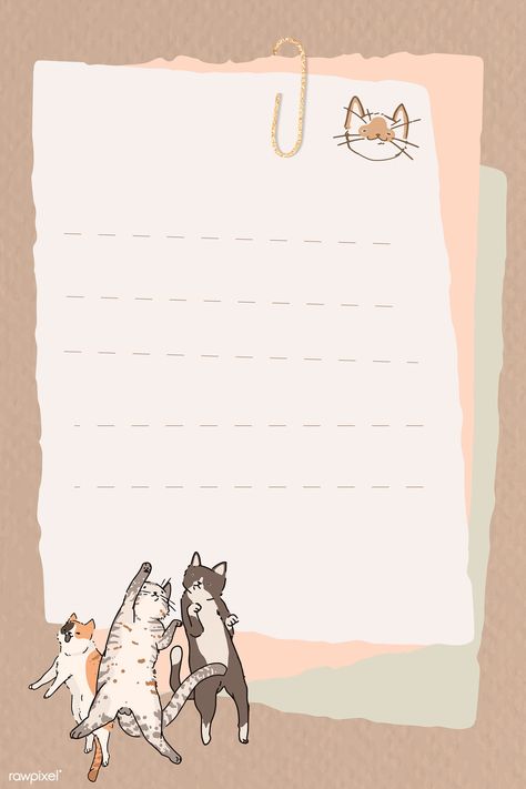 Cat lover pattern lined note paper template vector | premium image by rawpixel.com / Adj Note Paper Template, Memo Template, Paper Cat, Writing Paper Printable Stationery, Notepaper, Note Writing Paper, Writing Paper Printable, Cat Frame, Cat Background