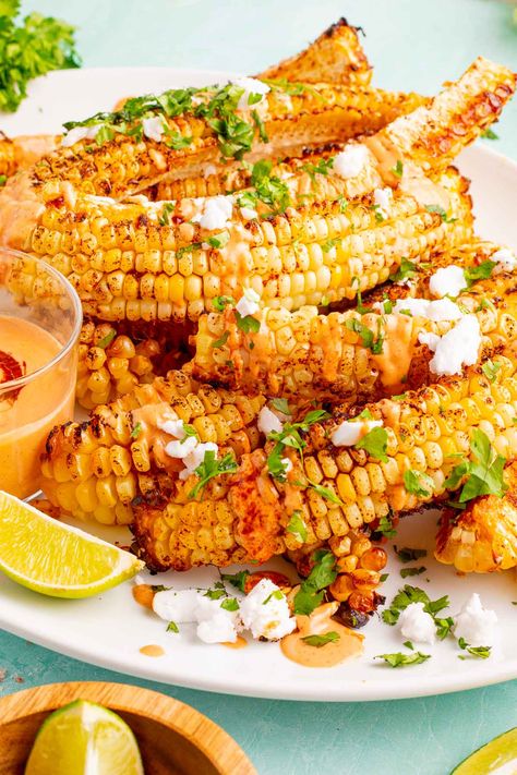 Corn Ribs slices ears of fresh sweet corn into strips and seasons them before they get charred up to perfectly sweet and slightly chewy corn! Prep this Tiktok side dish in just 15 minutes! Corn Niblets Recipe, Corn Ribs, Grilled Sweet Corn, Bbq Corn, Seasoned Corn, Baked Veggies, Baked Corn, Delicious Appetizer Recipes, Ribs On Grill