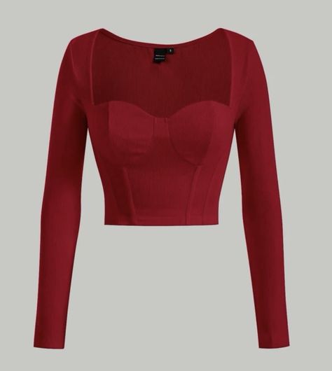 Cute Red Tops For Women, Red Top Long Sleeve, Red Clothes Women, Red Top Outfit Casual, Cute Red Tops, Red Wardrobe, Top Rojo, Red Top Outfit, Red Shirts