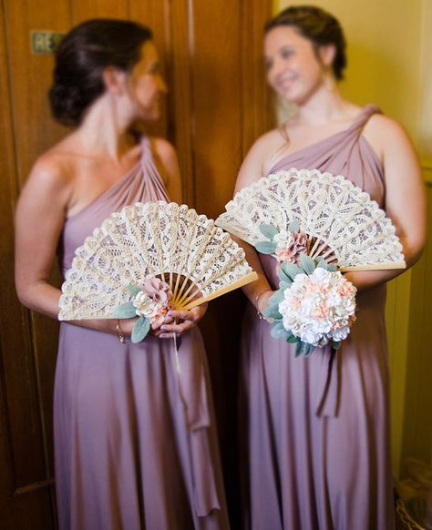 Custom Bridesmaid's Fans by rowanackerley on Etsy, $40.00 Bridesmaid Fan Bouquet, Elemental Wedding, Bouquet For Bridesmaids, Fan Bouquet, Bouquet Alternatives, Bridesmaid Bouquet Alternatives, Bridal Fan, Seashell Bouquet, Pineapple Wedding