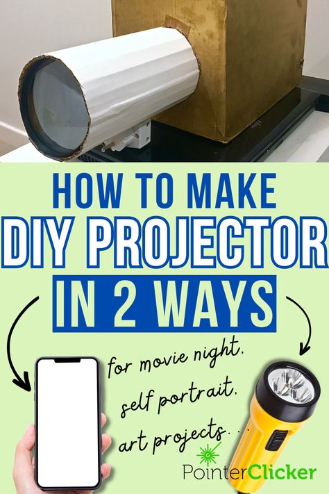 2 creative ideas on how to make DIY projector for movie night, projector photography, art projects Diy Image Projector, Diy Overhead Projector, How To Make A Projector Screen Diy, Diy Smartphone Projector, Diy Screen Projector Screen, Home Made Projector Diy, How To Use Your Phone As A Projector, Wall Mural Projector Diy, Homemade Projector Screen