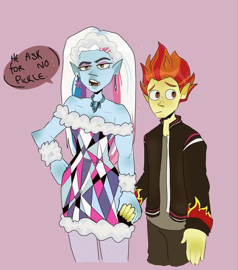 Monster High Abby X Heath, Abbey X Heath Fanart, Heath Monster High Fanart, Heath Burns Fanart, Heath And Abbey, Abbey X Heath, Heath Monster High, Monster High Ships, Monster X Human Ship