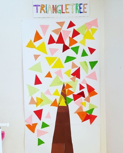 Triangle Tree Craft Preschool, Triangle Trees Preschool, Triangles Preschool Activities, Triangle Learning Activities, Triangle Prek Activities, Trees Math Activities Preschool, Triangle Art For Preschoolers, Triangle Shape Activity For Preschool, Triangle Projects For Preschool