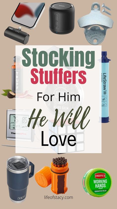 63 of the best stocking stuffers for men that they will love.  From food to personal care items, to electronics, these stocking stuffers are guaranteed to bring a smile to his face on Christmas morning.  #christmas #stocking #stockingstuffers #giftsformen Best Stocking Stuffers For Men, Boyfriend Stocking Stuffers, Men In Stockings, Romantic Gifts For Boyfriend, Stocking Stuffers For Adults, Diy Stocking Stuffers, Christmas Stocking Gifts, Unique Stocking Stuffers, Stocking Stuffers For Men