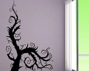 Tim Burton Party, Wall Decor Vinyl, Swirl Art, Christmas Classroom Door, Tree Decal, Dark Tree, Room Wall Painting, Tree Decals, Spooky Gifts